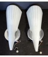 Lightolier Art Deco 1930&#39;s Wall Sconces w/ Glass Fan Slip-Shades ~ Need ... - $799.99