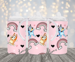 Personalized Bluey Rainbow Design 12oz 2 in 1 Stainless Steel Dual Lid S... - $18.00