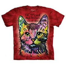 Russo 9 Lives Cat Unisex Adult T-Shirt Red by The Mountain 100% Cotton - £21.31 GBP+