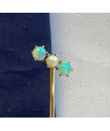 Vtg 14K Yellow Gold Stick Pin 1.4g Fine Jewelry Opal Pearl Look Hat Lapel - £94.80 GBP