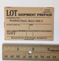 Readfield Depot Maine 1938 Railway Express Agency Prepaid Shipping Label - $8.00