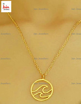18 Kt Real Solid Yellow Gold Ocean Beach Lover Waves Chain Necklace Pendant - £1,123.77 GBP+