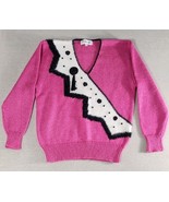 Fressange Barbie Pink Black Rhinestone Wool Nylon Acrylic Sweater sz Medium - $34.30 CAD