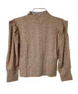 BAND OF GYPSIES Sweater Womens Small Cropped Camel Tan Mock Neck 3/4 Sleeve - $22.53