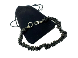 Black Tourmaline Bracelet Crystal Negativity Blocking Repel Hex Gemstone &amp; Bag - £9.93 GBP