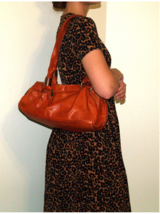 AVORIO - VERA PELLE - Orange Leather Shoulder Satchel - Made in Italy - $28.39