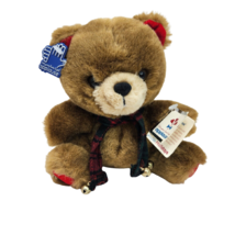 6&quot; Vintage Applause Christmas Brown Jingles Teddy Bear 3875 Stuffed Animal Plush - £29.02 GBP