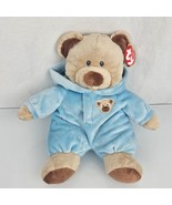 Ty Pluffies Baby Bear Blue Tan Bear Plush in Pajamas PJs Stuffed Animal ... - £26.32 GBP