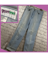 Vintage 1970&#39;s Grapevines Herren 32X34 Jeans Helle Waschung Blau Gerade ... - $25.97