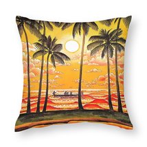 Mondxflaur Beach and Tree Pillow Case Covers for Sofas Polyester Decorative Home - £8.78 GBP+