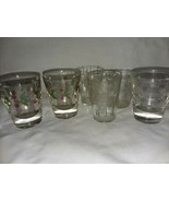 6 Shot Glasses Wheel Cut 2 Painted Cherries 2 Grapes 1 Floral 1 Bands an... - $24.99