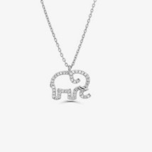 1/3Ct Simulated Diamond Elephant Lucky Pendant Necklace Sterling Silver 18&quot; - £51.49 GBP