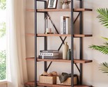Hsh Natural Real Wood Bookshelf, Distressed Brown, Open Metal Farmhouse ... - $246.95