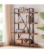 Hsh Natural Real Wood Bookshelf, Distressed Brown, Open Metal Farmhouse ... - $246.94