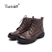 Genuine Leather Handmade Lady Boots Rubber outsole shoes Retro casual style Wome - £95.77 GBP