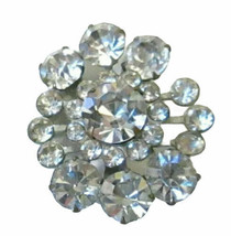 Small Vintage Estate Find Clear Foil Back Rhinestone Brooch Round Floral... - £11.79 GBP