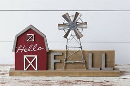 Fall Barn with Windmill wood sign sitter - £22.38 GBP