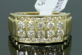14K Yellow Gold Over 2CT Men&#39;s Round Diamond Engagement Wedding Pinky Ring Band - £94.45 GBP