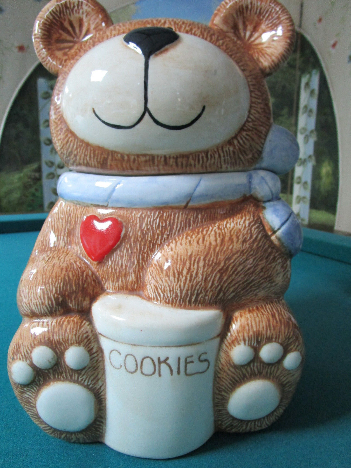 COOKIE JAR ~ Bear with Red Heart, Treasure Craft, 1980s  13" - £58.25 GBP