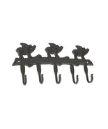 Rustic Brown Cast Iron Flying Pigs 5 Hook Wall Rack Country Farmhouse Decor - £15.77 GBP