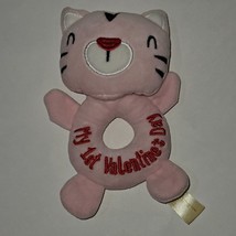 Pink Kitty Cat My First Valentine&#39;s Day Plush Rattle Baby Toy Grabber Lovey - £7.87 GBP