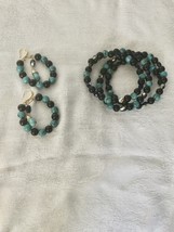 Faux turquoise &amp; black onyx memory wire earrings and bracelet  - $45.00