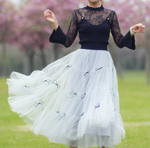Gray Layered Tulle Skirt Outfit Women Plus Size Party Ruffle Tulle Skirt image 4