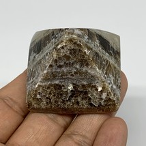 73.9g, 1.3&quot;x1.8&quot;x1.7&quot; Chocolate/Gray Onyx Pyramid Gemstone @Morocco, B18979 - £5.11 GBP