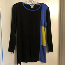 Exclusively Misook Long Stretch Color Block Knit Top Tunic - £18.78 GBP