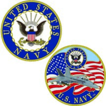 U.S. Navy Challenge Coin | Navy Eagle Style | Beautiful Enamel 2 Sided D... - £11.29 GBP