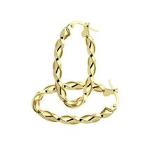 Citerna 9 ct Yellow Gold Diamond Cut Sharp Twist Oval Hoop Earrings  - $447.00