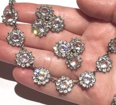 Rare Rivière 3p SET Art Deco Daisy PASTE Sterling necklace bracelet earrings - £1,243.16 GBP
