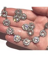 Rare Rivière 3p SET Art Deco Daisy PASTE Sterling necklace bracelet earr... - £1,216.38 GBP