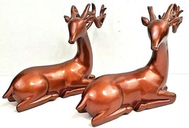 Copper Colored Sitting Reindeer 7&quot; x 7&quot; Resin Set Of 2 NWOT - £17.12 GBP