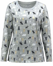 allbrand365 designer Womens Matching Woodland Print Top Size Large Color Grey - £35.92 GBP