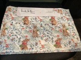 Nicole Miller Easter Placemats Bunny Rabbits Flowers Quilted Blue Green Nwt - £26.57 GBP