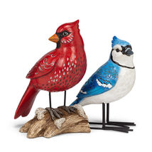 Red Cardinal Bird Figurine Realistic 8.5" High Freestanding Resin Metal Feet image 3