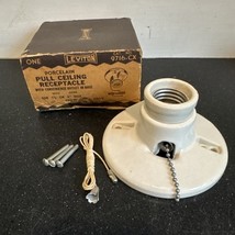 Leviton Porcelain Pull Chain Ceiling Outlet Lampholder 9716-CX White NOS - $9.89