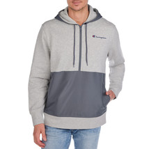 Champion Men&#39;s Fleece Woven-Mix Half Zip Two Tone Hoodie Oxford Gray Hea... - £18.00 GBP