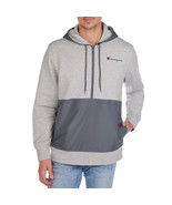 Champion Men&#39;s Fleece Woven-Mix Half Zip Two Tone Hoodie Oxford Gray Hea... - $23.05