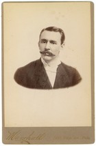 Antique Circa 1880s Cabinet Card Marshall Handsome Man Mustache Philadelphia, PA - £9.66 GBP