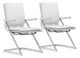 Set of Two White and Silver Faux Leather Conference Office Chair - $7,573.91 MXN
