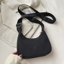 Oulder bag solid color crescent underarm bag for ladies nylon simple crossbody handbags thumb200