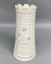 Belleek Castle Tower Vase Shamrock Pattern 7.75”H - $41.59 CAD