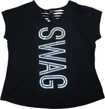 Material Girl Womens Plus Size Swag Print T-Shirt Color Black Size 2X - £25.44 GBP