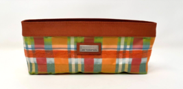 Jim Thompson Pouch Cosmetic Travel Bag Clutch Orange Plaid Makeup Case - £15.78 GBP