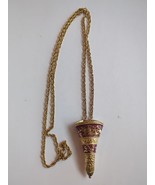Vtg Scissors Holder Sewing Crafting Necklace 18 Inch Chain Gold Tone Red... - £37.34 GBP