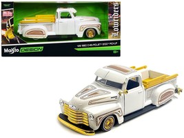 1950 Chevrolet 3100 Pickup Truck Lowrider White with Graphics and Gold W... - $35.09