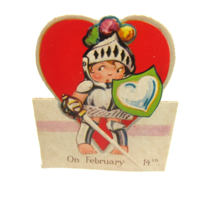 Vintage Valentine Card Cutout Stand Up Boy Knight Armor Sword Bavaria UNSIGNED - £6.38 GBP