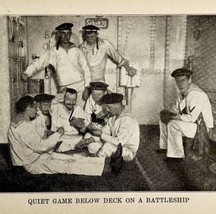 1914 WW1 Print Poker Game On Battleship Navy Antique Military Collectible - £32.04 GBP
